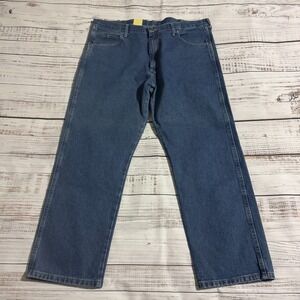 NWT Wrangler Jeans Blue Denim Relaxed Fit Flex Comfort Work Wear Men's 40x30